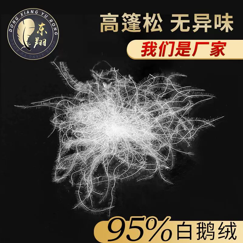 95白鹅绒新国标羽绒 蓬松度800 清洁度1000