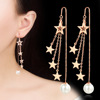 Long golden earrings with tassels, mid-length, pink gold, simple and elegant design, wholesale