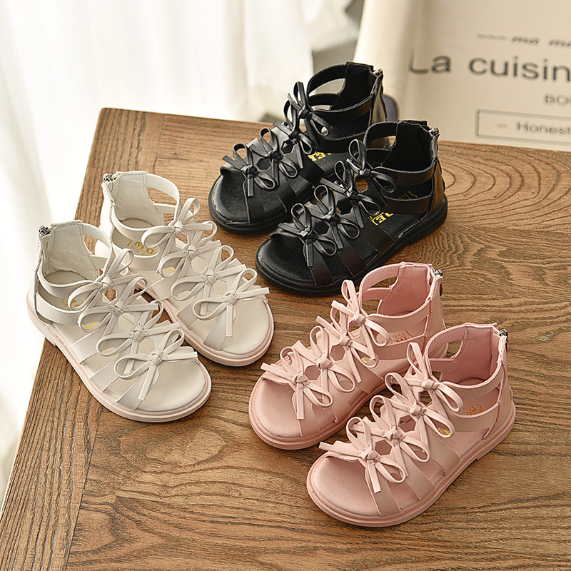 Girls' Soft Leather Roman Korean Edition Children's Princess Shoes 2023 Summer New Baby Sandals Trend_voghion.com