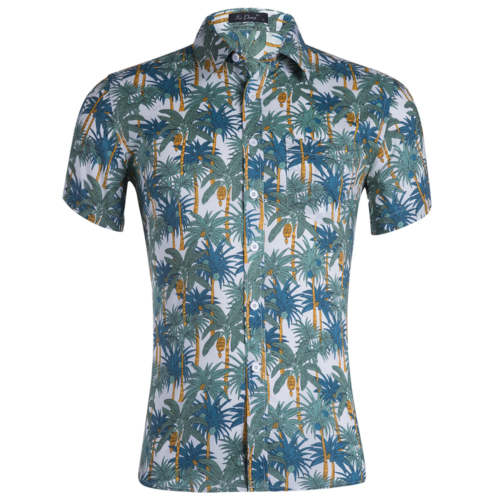 Camisa hawaiana estampada de algodón peinado de los hombres más el tamaño de la camisa de los hombres camisa hombre
