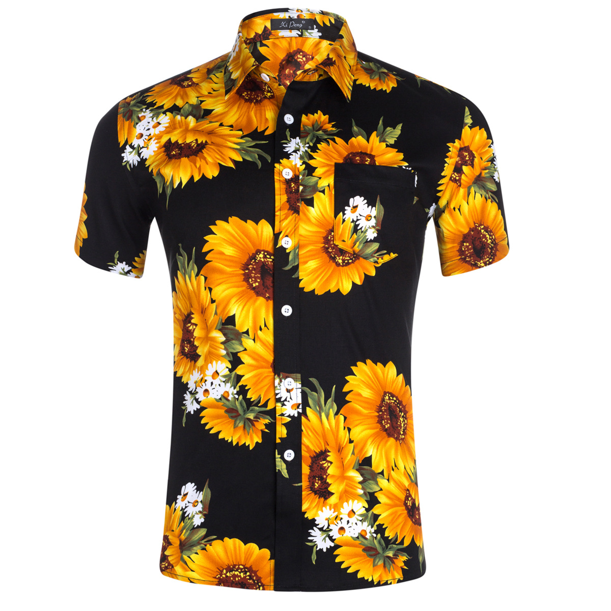 Camisa hawaiana estampada de algodón peinado de los hombres más el tamaño de la camisa de los hombres camisa hombre