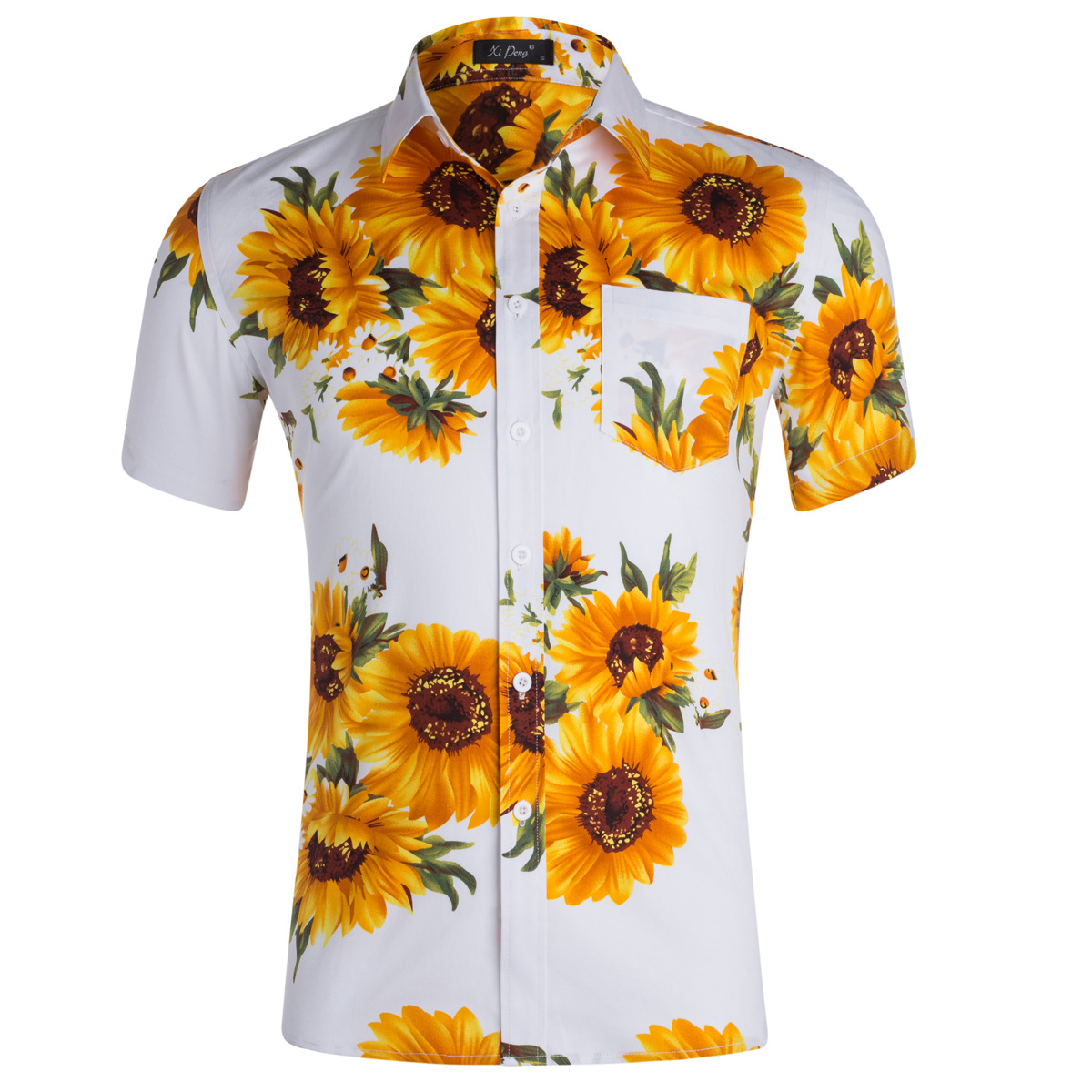 Camisa hawaiana estampada de algodón peinado de los hombres más el tamaño de la camisa de los hombres camisa hombre