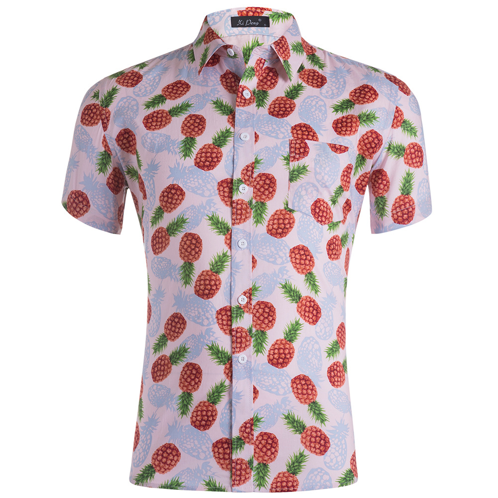 Camisa hawaiana estampada de algodón peinado de los hombres más el tamaño de la camisa de los hombres camisa hombre