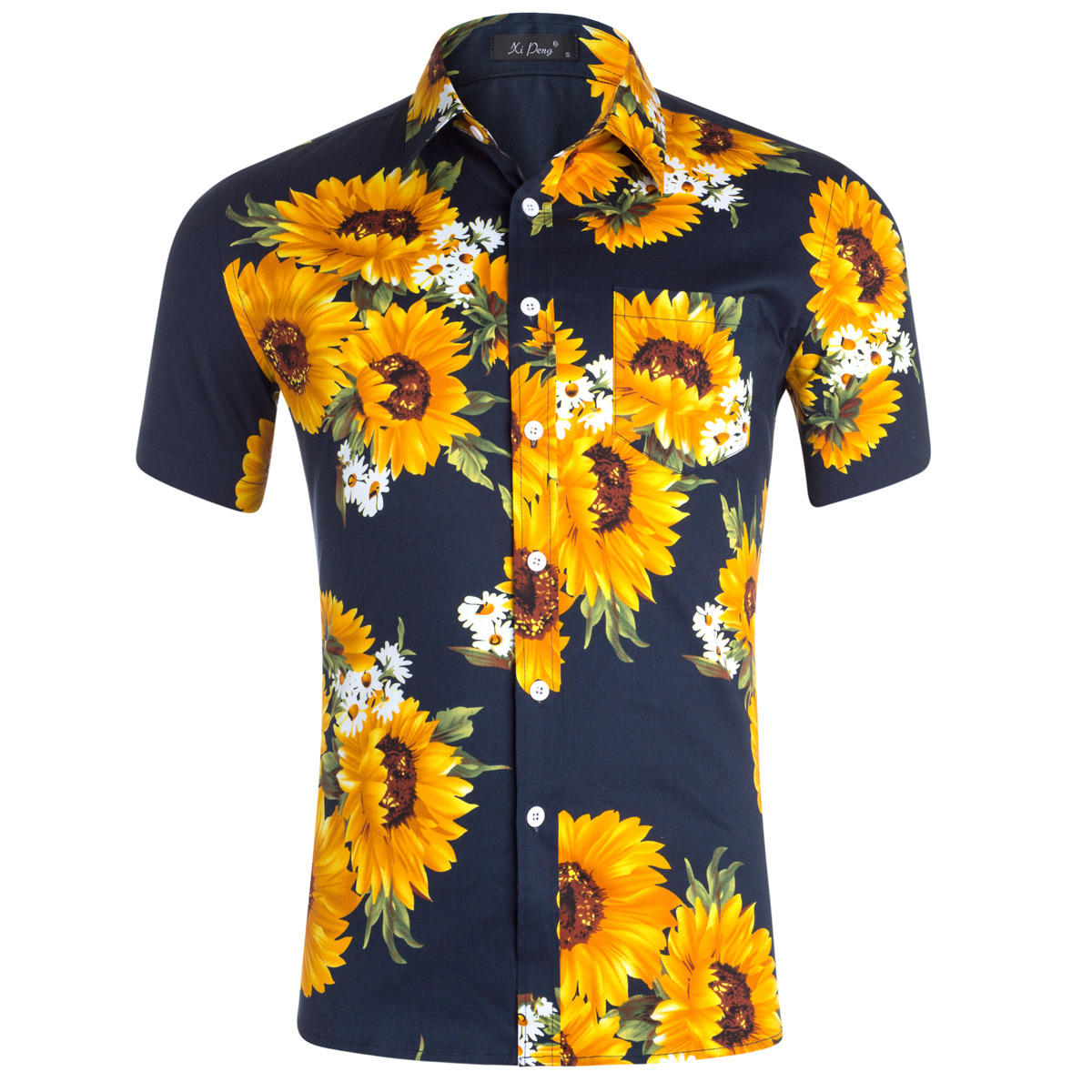 Camisa hawaiana estampada de algodón peinado de los hombres más el tamaño de la camisa de los hombres camisa hombre