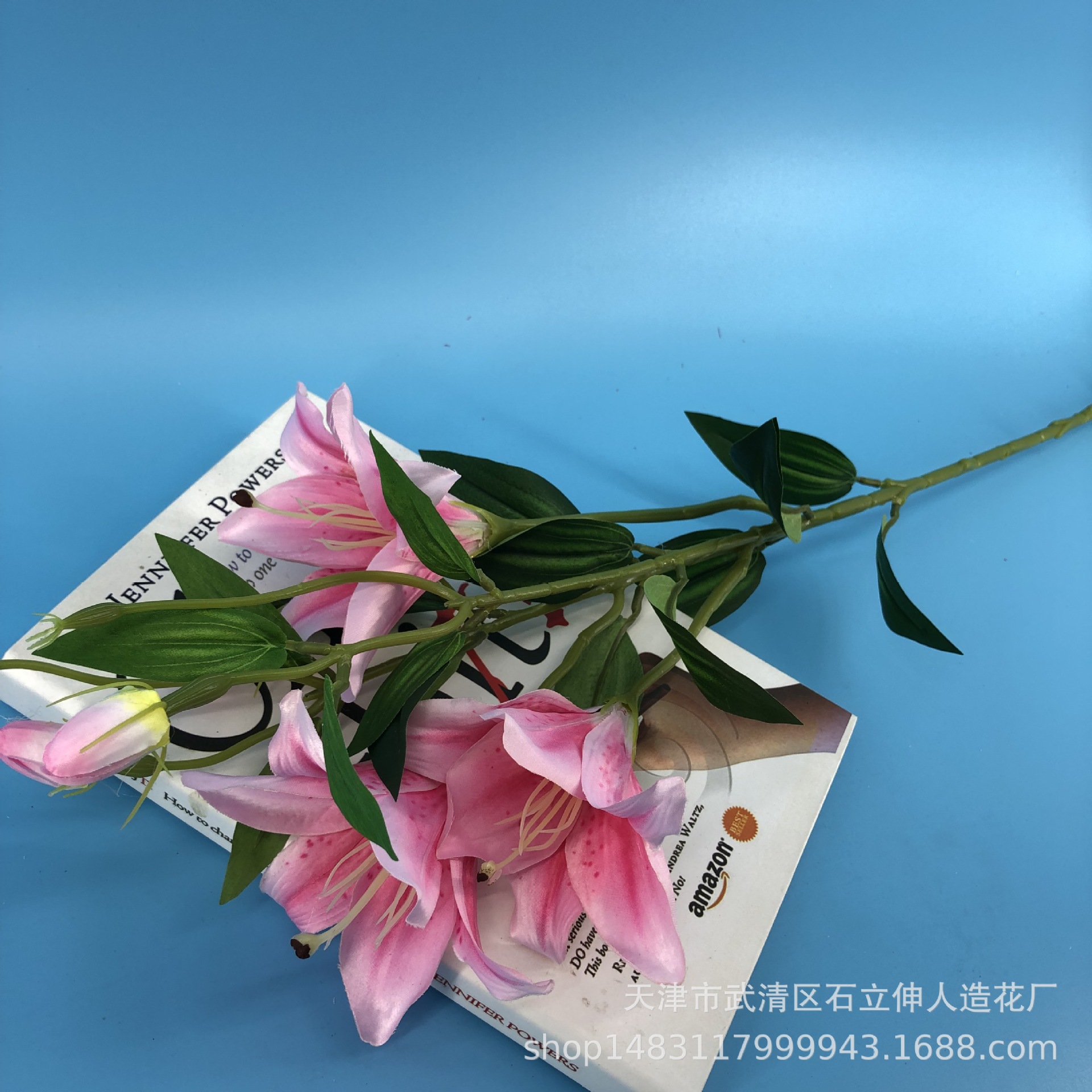 Los fabricantes suministran flor artificial perfume lirio 6-cabeza única planta de lirio artificial boda flor decorativa