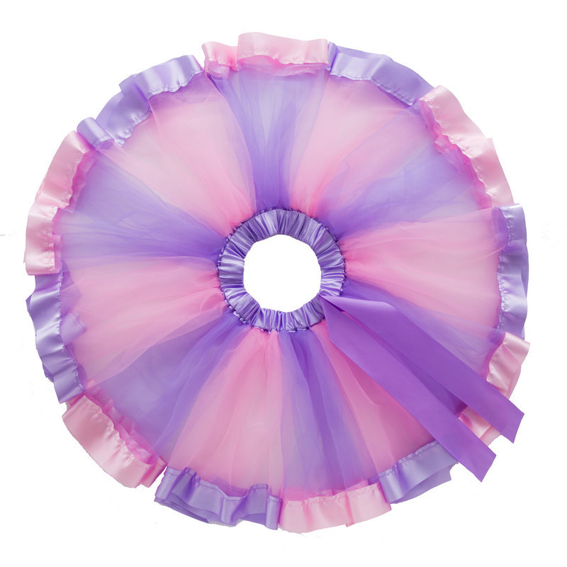 Amazon popular Arco Iris falda malla color niña princesa falda bebé falda rendimiento ropa en stock