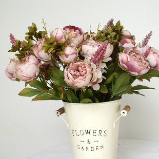Core-packed peony bouquet 13-prong fake flower handle bouquet wedding decoration home decoration Western-style wedding bouquet