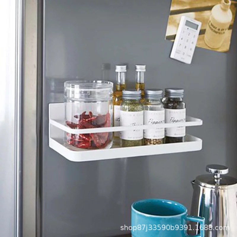 Procesamiento personalizado estante de almacenamiento de refrigerador moderno simple sin perforación estante de almacenamiento de pared de absorción estante de acabado estante de especias