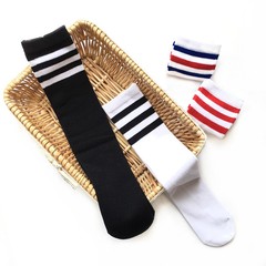 White children's three-stripes socks three-stripes sports football socks performance student socks striped three-stripes mid-length socks