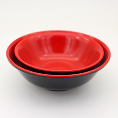 Black and Red Dual-Color Acrylic Sharp-Bottom Bowl Imitating Porcelain Rice Bowl Soup Powder Bowl Noodle Bowl Ao Han Factory Direct Sales Melamine Tableware