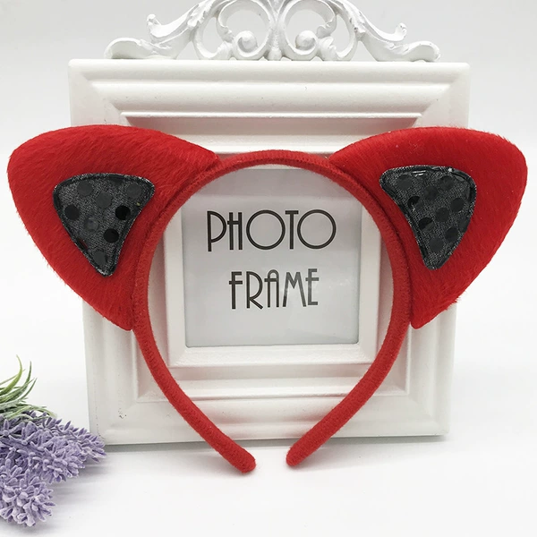 Red and black (sequins) cat ears