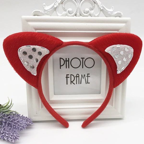 Red and white (sequins) cat ears
