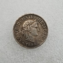 仿古工艺品瑞士1896黄铜材质10做旧银元银圆#2459