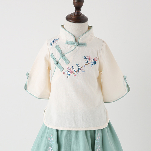 Children's Hanfu Summer Girls Tangzhuang Qipao Modified Hanfu Ruqun Little Girls National Style Children's Clothing Ethnic Ancient Costume