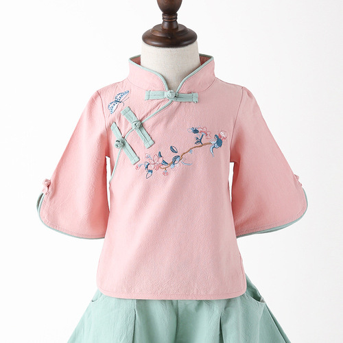 Children's Hanfu Summer Girls Tangzhuang Qipao Modified Hanfu Ruqun Little Girls National Style Children's Clothing Ethnic Ancient Costume