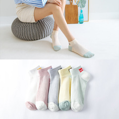 New mesh breathable women's socks for spring and summer, thin and short, women's cotton sports fashion boat socks, wholesale