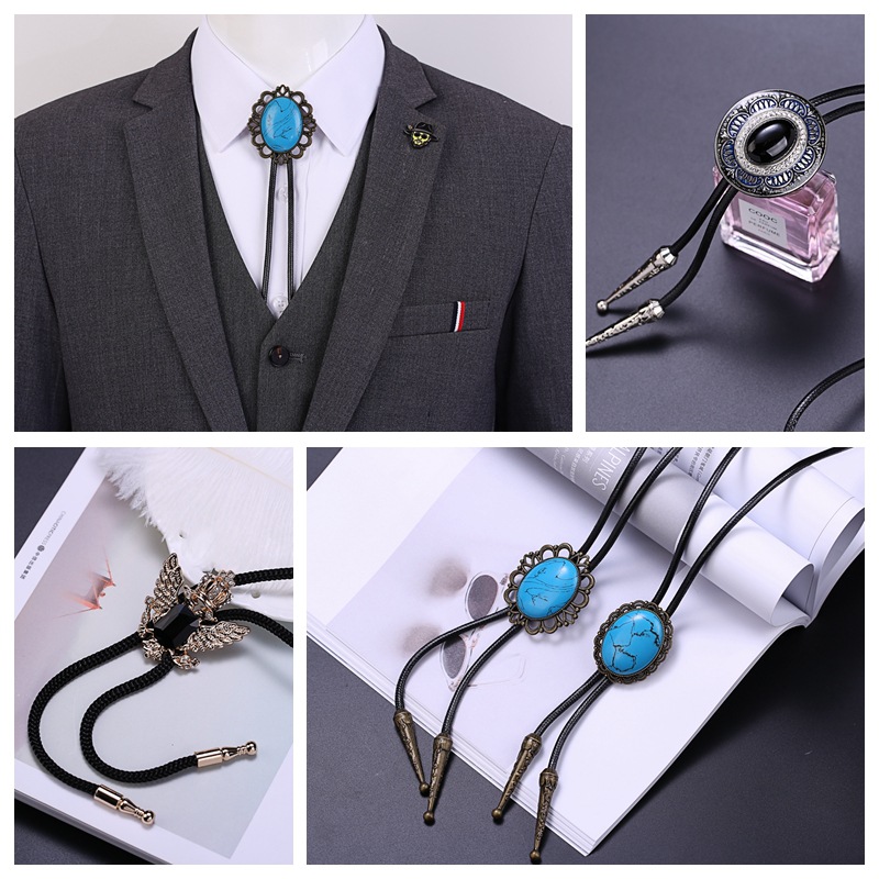 Retro Denim joya Polo corbata de exportación comercio exterior de Europa y América camisa de cuello nudo cuerda BOLOTIE fábrica al por mayor