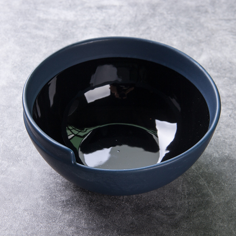 Borde azul de cerámica negro tazón Ramen tazón diagonal tazón de fuente