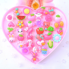 Children's Ring Toy Cartoon Open Cute Cartoon Jewelry Girl Plastic Sanding Small 36 Pieces Ring for Girls