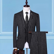 春季新款条纹西服男士2023韩版修身条纹西装单西商务礼服