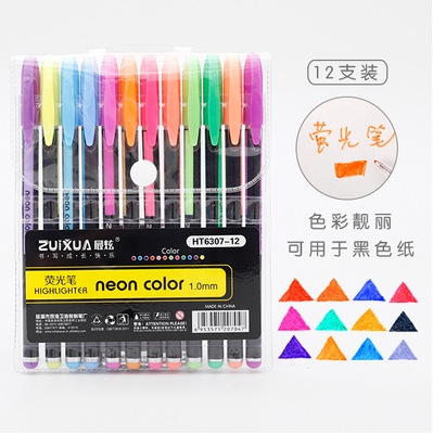 Color gel pluma 48 color resaltador Flash Pen traje estudiante diario pluma DIY graffiti color pluma de llenado en stock