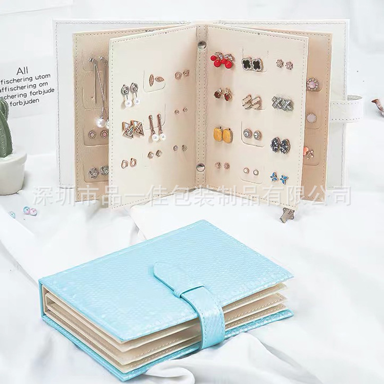 厂家创意饰品收纳本皮革手饰包大容量耳夹耳环耳钉收纳本批发