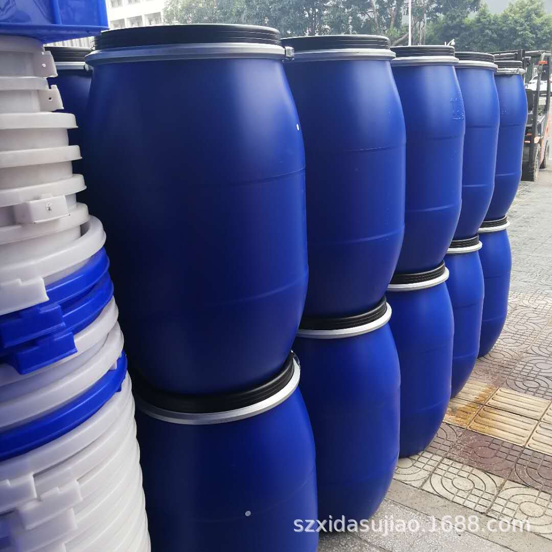 厂家直供耐腐蚀HDPE蓝色铁箍药水收纳桶 塑料密封化工包装桶