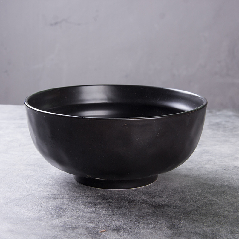 Cuencos de desayuno de Estilo Vintage mate negro de base alta de 7 pulgadas