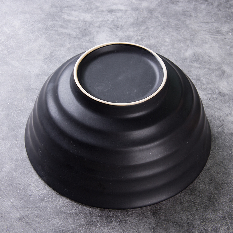 Cuencos de desayuno de Estilo Vintage mate negro de base alta de 7 pulgadas