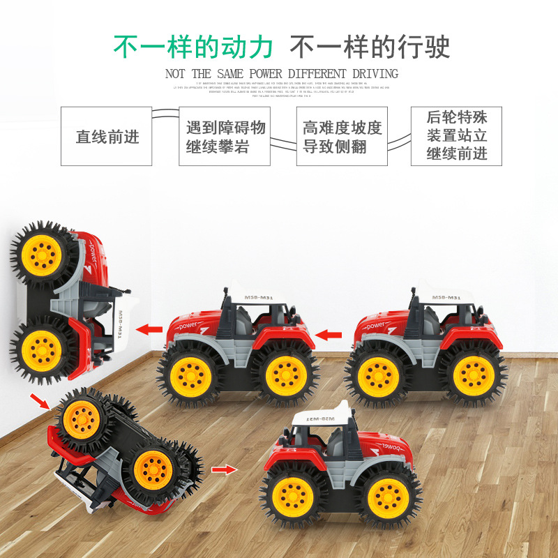 Exportaciones transfronterizas de dibujos animados camión volquete eléctrico niños jugando coche de acrobacias volteo Jeep granjero coche de policía coche de juguete