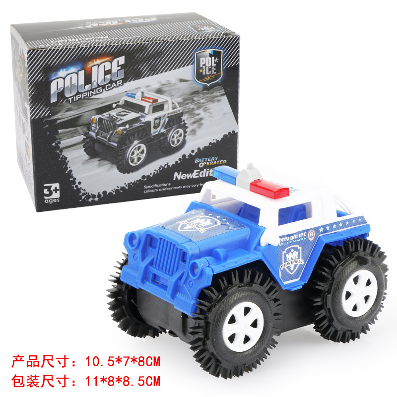 Exportaciones transfronterizas de dibujos animados camión volquete eléctrico niños jugando coche de acrobacias volteo Jeep granjero coche de policía coche de juguete