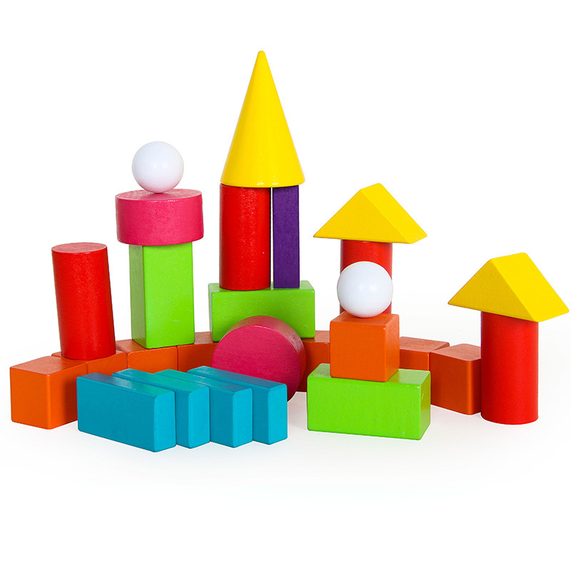 Juguetes de madera para niños 32 piezas matemáticas enseñanza ayudas modelo de geometría tridimensional cono cilíndrico rectangular bloques de construcción Juguetes