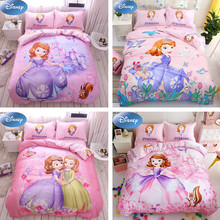 迪士尼纯棉儿童床上用品四件套卡通床单被套全棉公主风床笠三件套