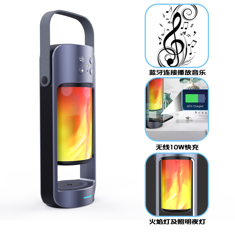 Flame Bluetooth speaker subwoofer outdoor camping flame light audio TWS portable wireless Bluetooth speaker