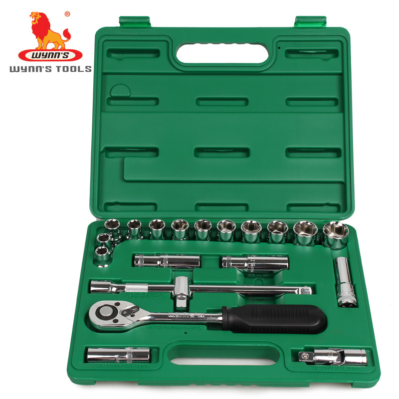 供应威力狮套筒组套加长型棘轮快速扳手组合汽修20件套10-24mm