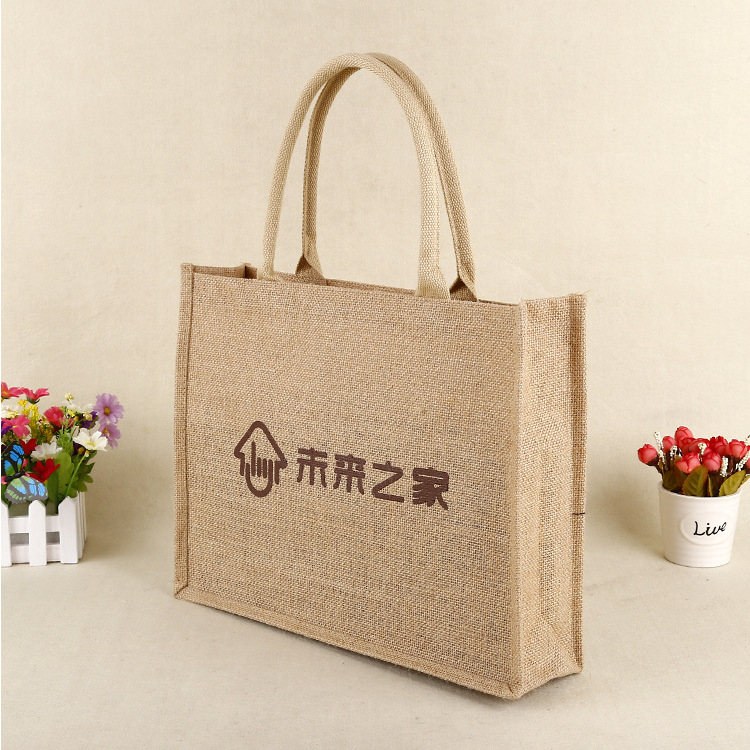 Suministro directo de fábrica de bolsas de algodón y lino, bolsas de compras de lino acolchadas personalizadas, bolsos de lino de yute personalizados