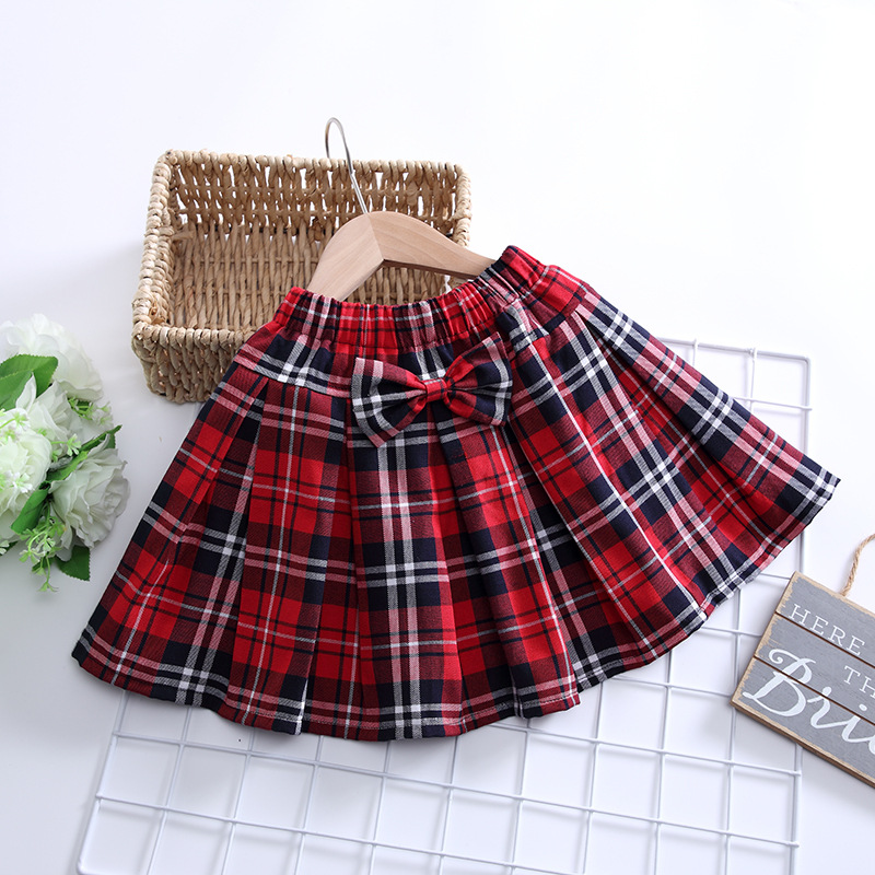 2025女童格子百折裙洋气春秋腰裙儿童半身裙校服小学生女宝宝短裙