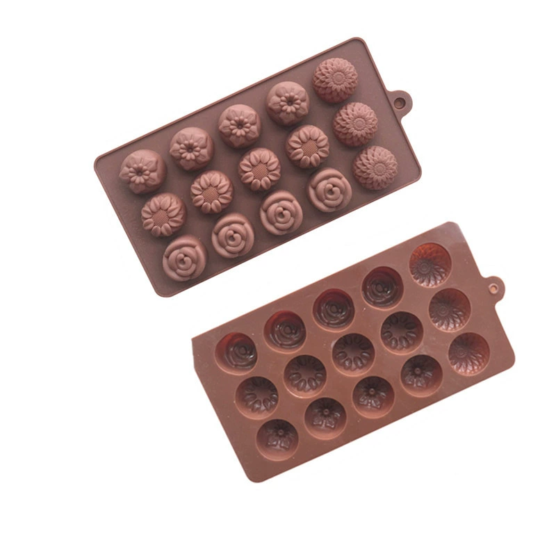 蓝调 Spot 15 consecutive small different flower chocolate mold silicone jelly mold fire paint wax granules