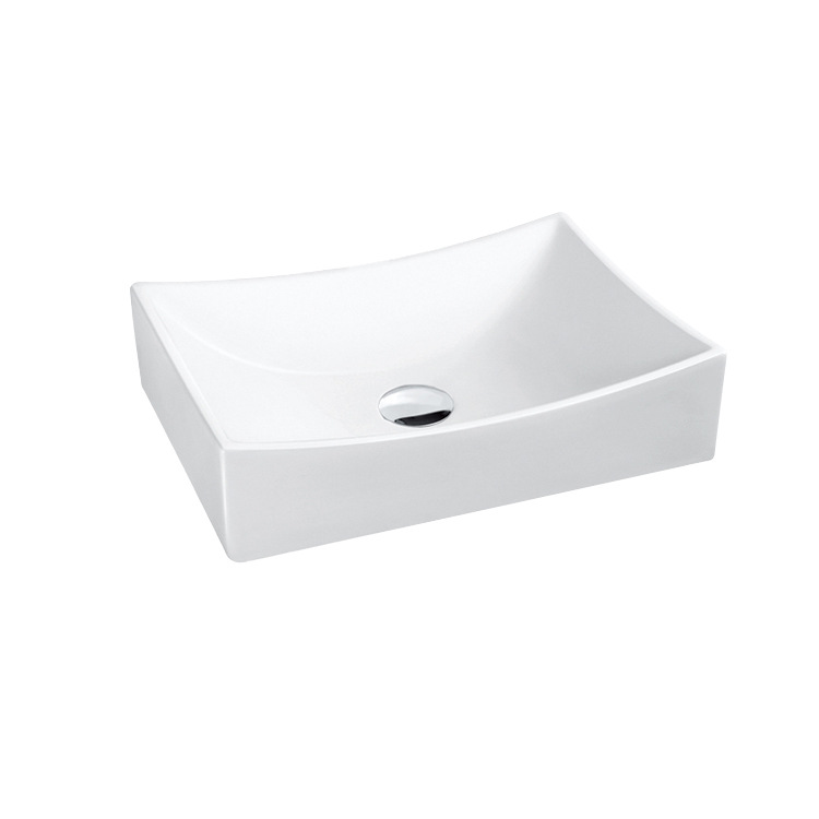 Lavabo Hengying, lavabo artístico de forma irregular, simple y elegante, de cerámica blanca, estilo nórdico, para uso en hoteles, hogares y apartamentos pequeños. image 3