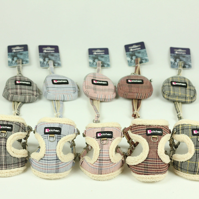 Нагрудная спинка с карманом Хлопковый Край клетчатый поводок для собак цепь поводок для собак маленькая собака средняя собака Тедди Бомеи