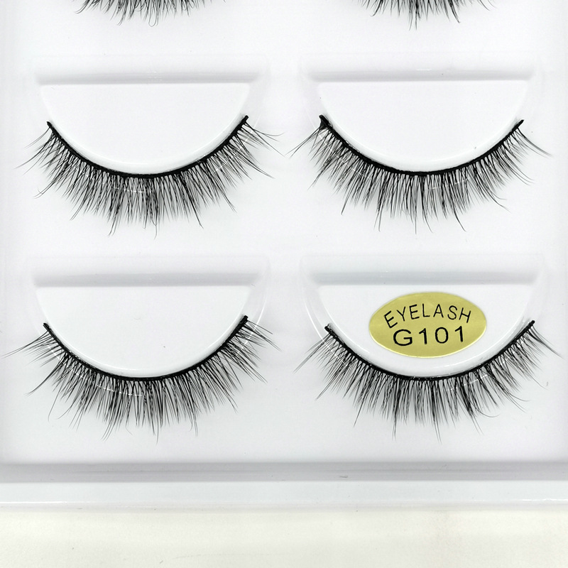 Pestañas postizas 3D 5 pares de maquillaje desnudo fresco natural pestañas realistas tridimensionales cortas serie G100 suministro transfronterizo