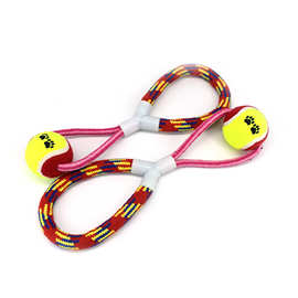 宠物玩具网球棉绳 Y字单结加塑胶 宠物玩具 棉绳编织玩具