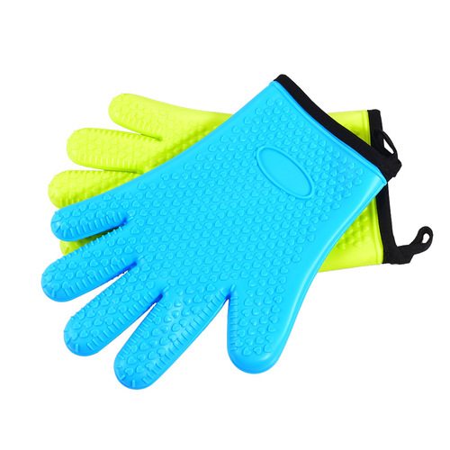 Cotton five-finger short style oven retrieval microwave oven insulation anti-scalding baking BBQ barbecue silicone gloves