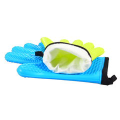 Cotton five-finger short style oven retrieval microwave oven insulation anti-scalding baking BBQ barbecue silicone gloves