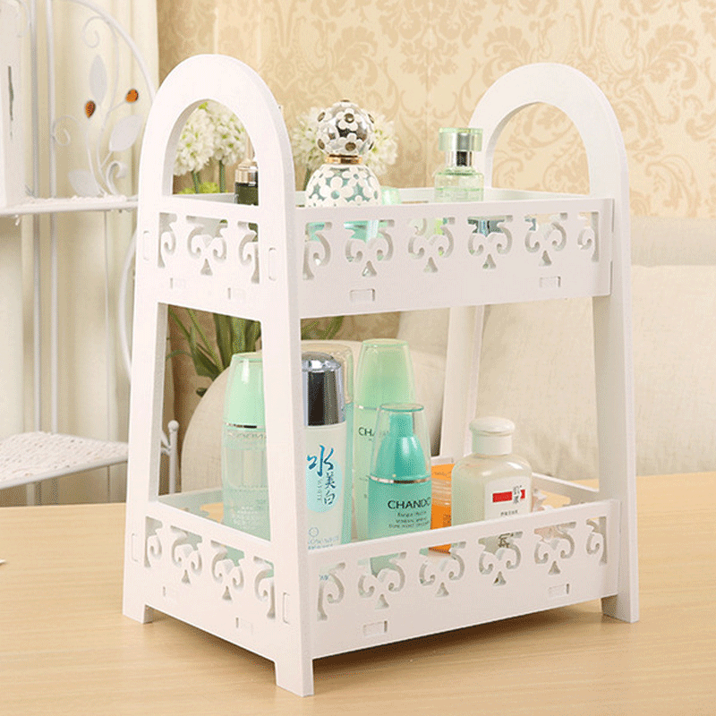 Estante de almacenamiento de escritorio de doble capa de estilo europeo baño cosméticos artículos diversos rack de almacenamiento escritorio estante de La Flor estante de almacenamiento simple