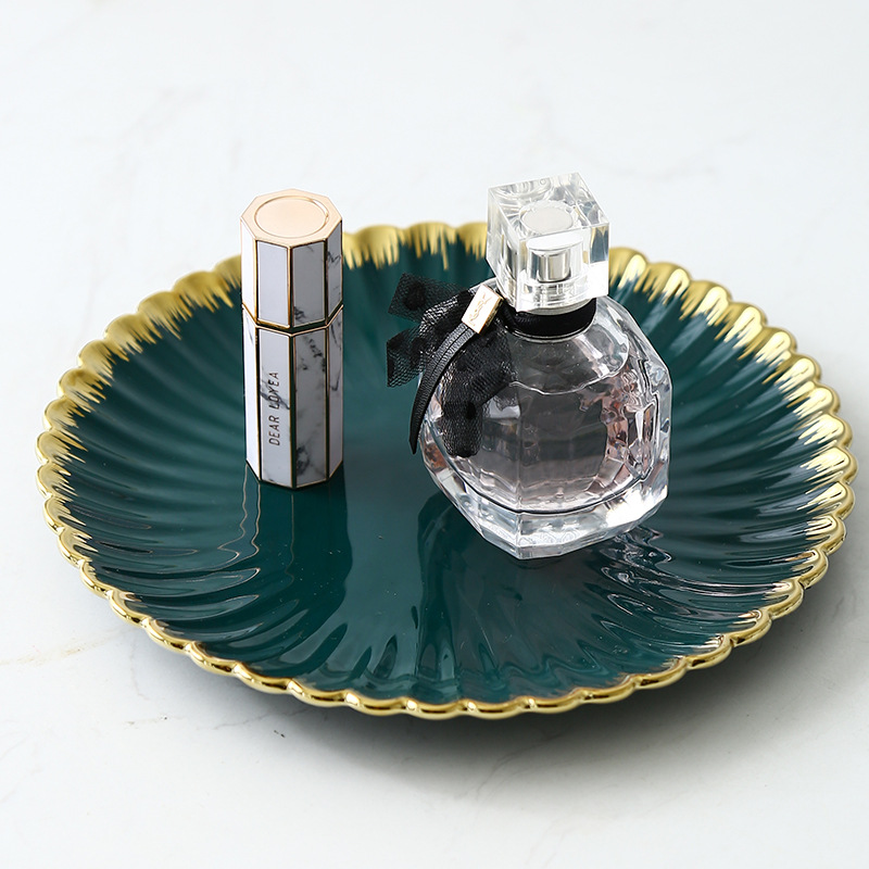 Nórdico moderno hogar borde dorado Placa de crisantemo creativo vintage vajilla de cerámica oval disco plato de sopa ensaladera plato de sabor