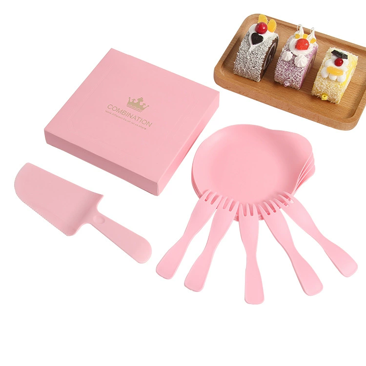 Spot disposable birthday cake tableware set thickened plastic drip tray cutlery tray party essentials