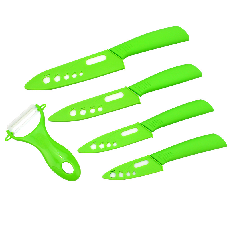 Suministro transfronterizo mango negro hoja blanca 3456 pulgadas práctico conjunto de cuchillos de cerámica cuchillo de cocina conjunto Mango antideslizante cuchillo de cerámica