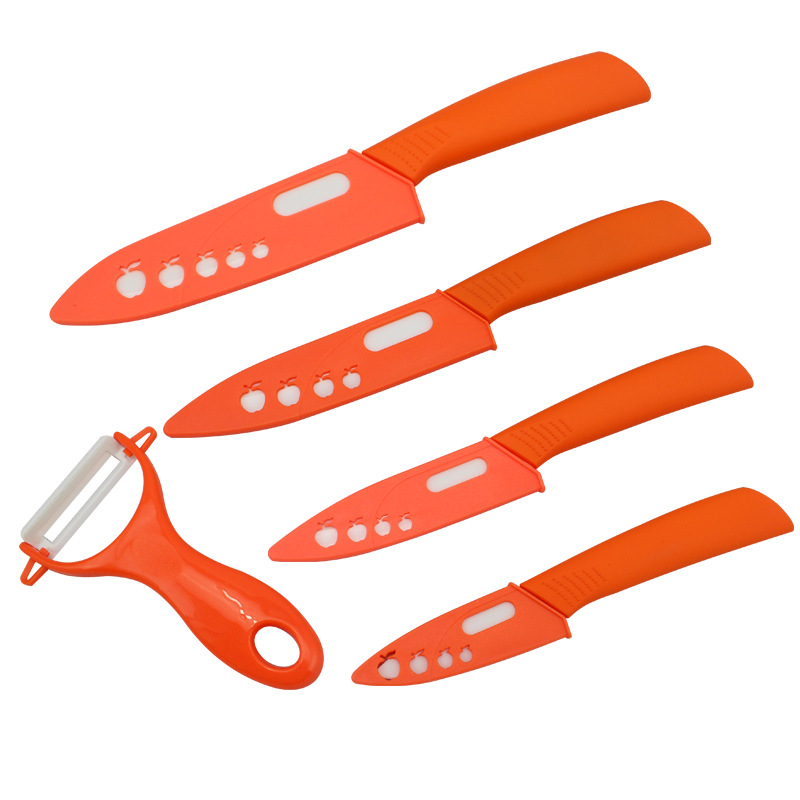 Suministro transfronterizo mango negro hoja blanca 3456 pulgadas práctico conjunto de cuchillos de cerámica cuchillo de cocina conjunto Mango antideslizante cuchillo de cerámica