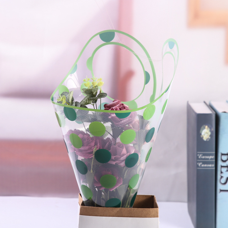 新款欧美风花袋 塑料手提防水鲜花袋 包装袋鲜花包装塑料花托